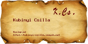 Kubinyi Csilla névjegykártya